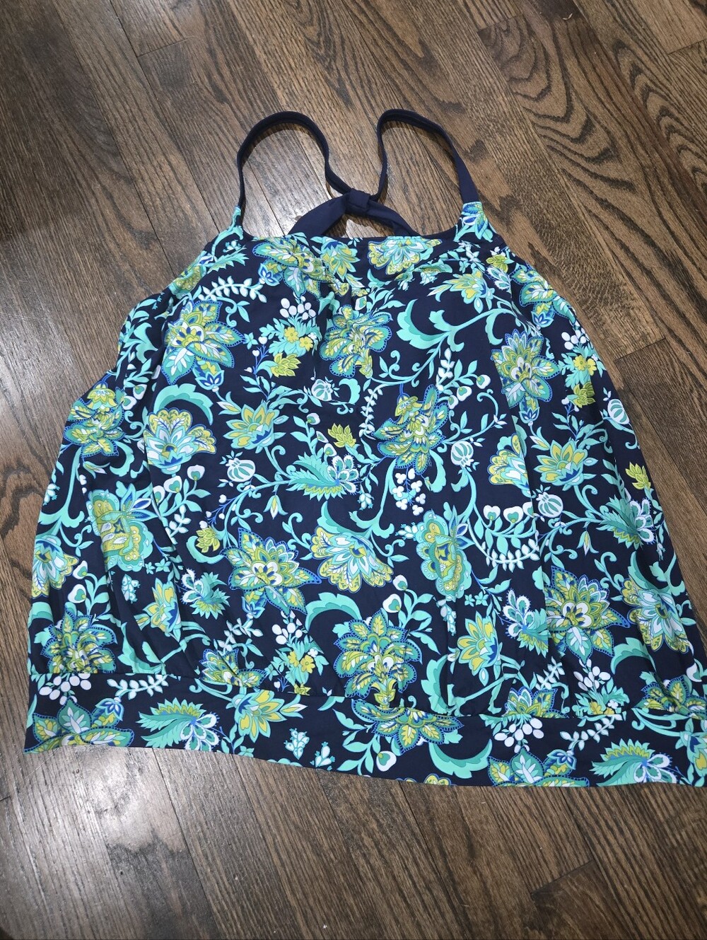 Lands' End blouson swimsuit top bra Paisley Green Blue Racer Back 22w DD